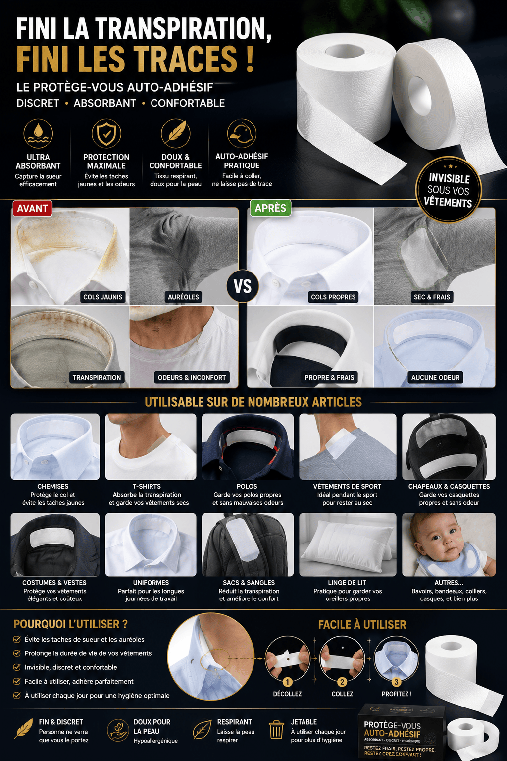 Ruban de protection x3 ( chemise, casquette etc..)