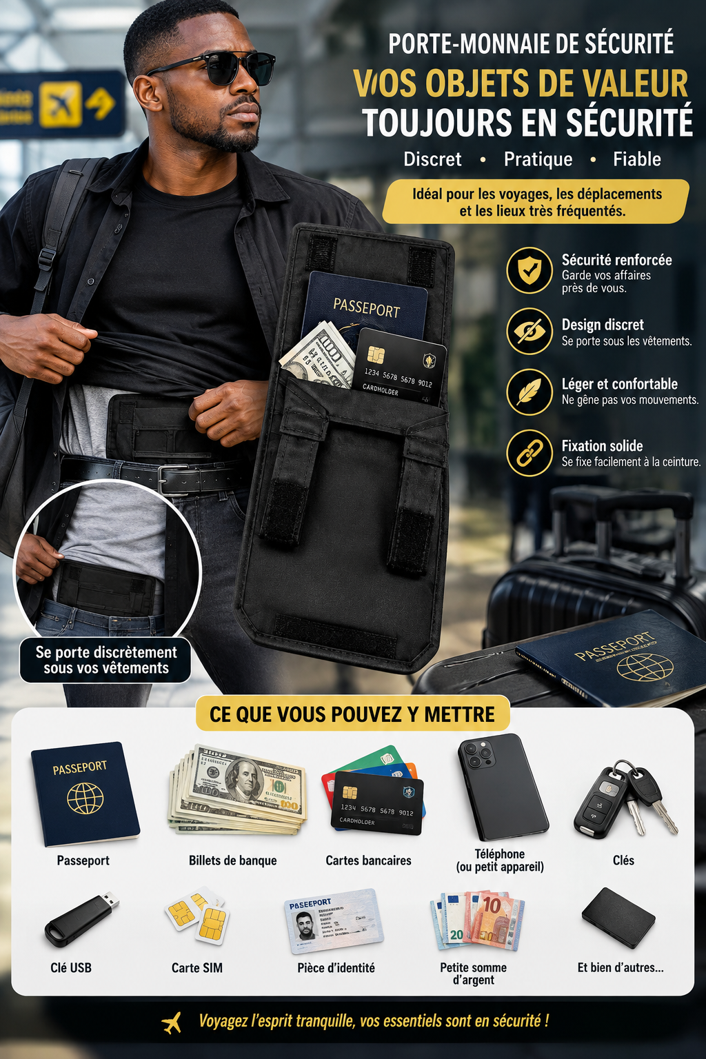 Portefeuille de Ceinture – Ultra-fin, Léger, Sécurisé
