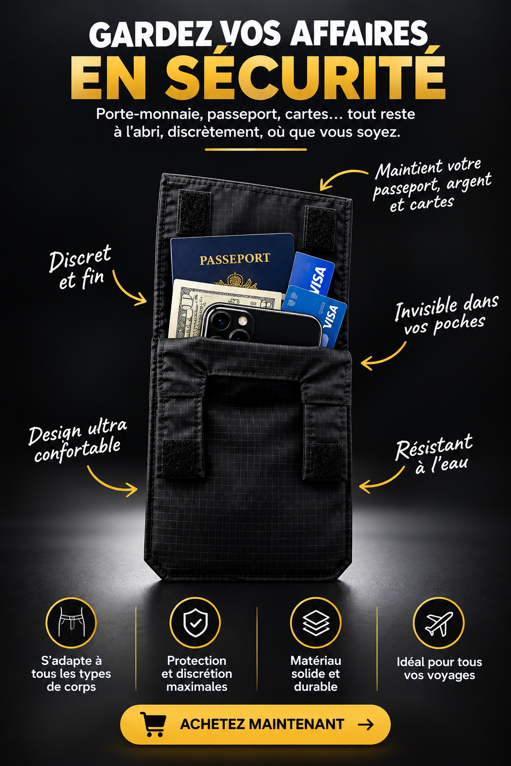 Portefeuille de Ceinture – Ultra-fin, Léger, Sécurisé