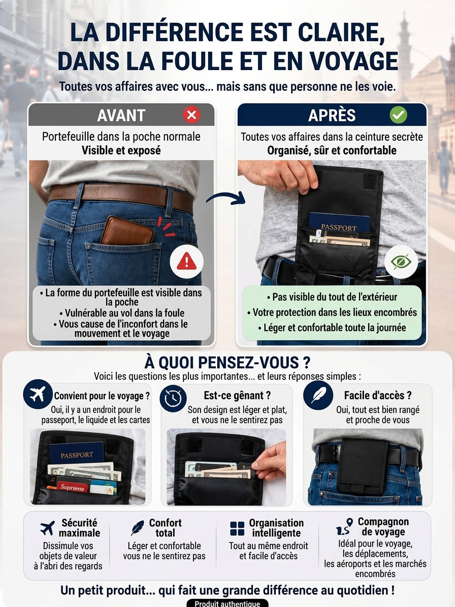 Portefeuille de Ceinture – Ultra-fin, Léger, Sécurisé
