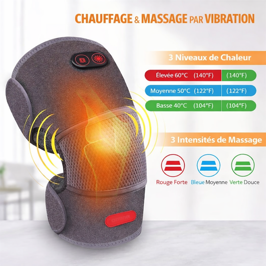 Genouillère chauffante avec massage par vibration – Grise