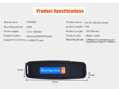 Mini Enregistreur Vocal USB Discret – Votre Mémoire Fiable au Quotidien