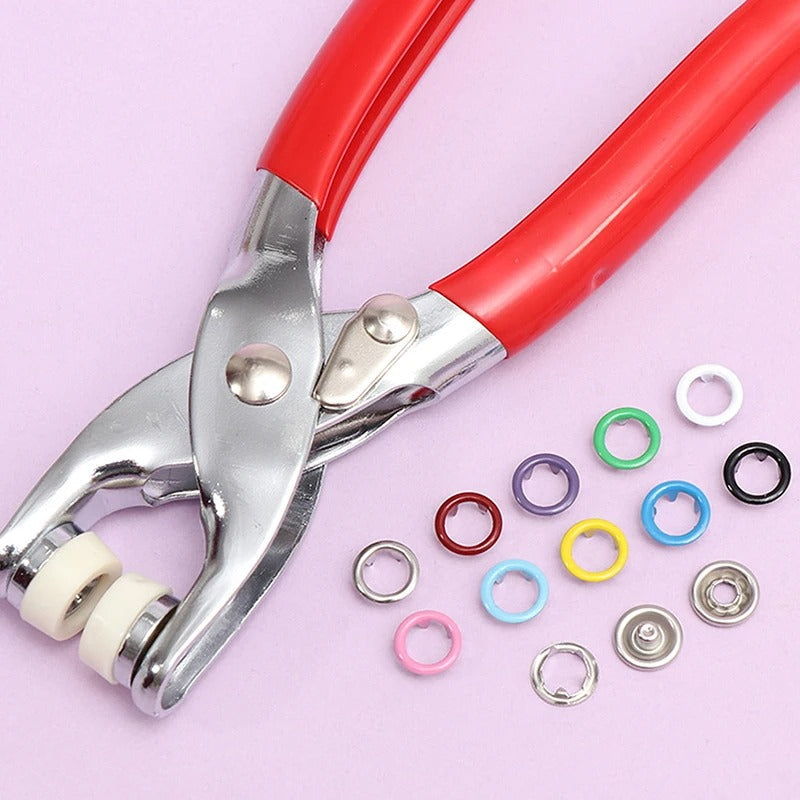 PINCE À ŒILLETS AVEC KIT D’ŒILLETS MÉTALLIQUES