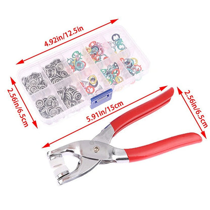 PINCE À ŒILLETS AVEC KIT D’ŒILLETS MÉTALLIQUES